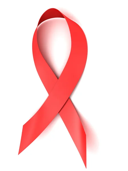Ruban de satin rouge sensibilisation au sida — Photo
