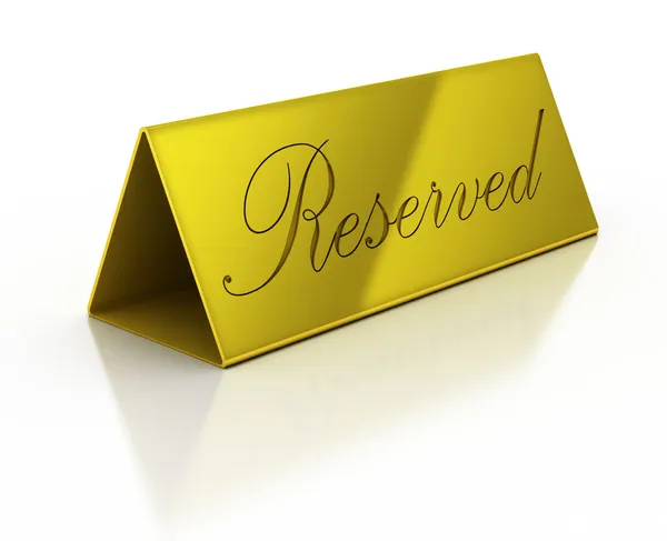 Ilustrace rezervace znamení se zlatými písmeny — Stock fotografie