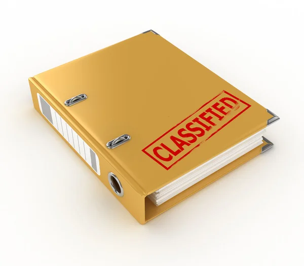 Yellow ring binder with classified stamp isolated on the white background — Stock Photo, Image