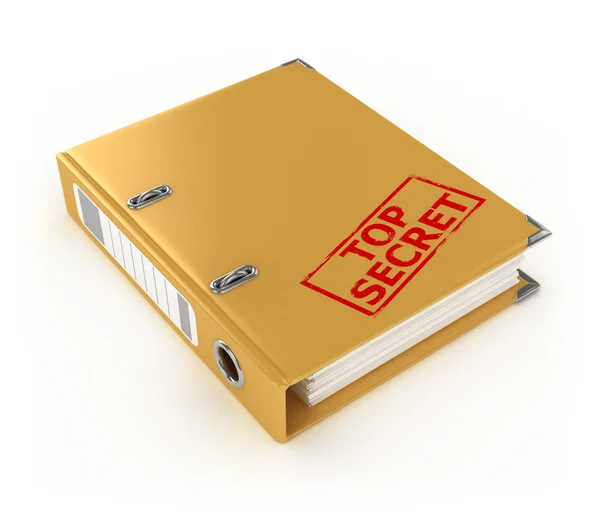 Yellow ring binder with top secret stamp isolated on the white background — Stock Photo, Image