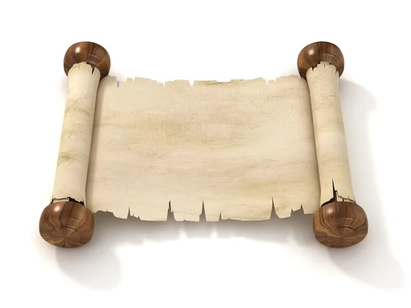Пергаментный свиток на белом фоне — стоковое фото