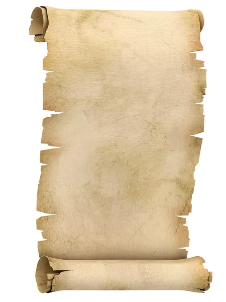 Pergamentrolle auf weißem Hintergrund — Stockfoto