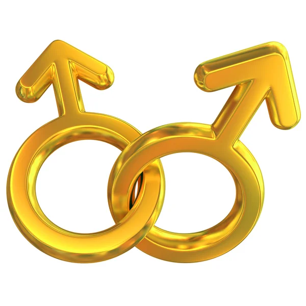 Twee mannelijke symbolen gekruist vertegenwoordigen homoseksuele relatie — Stockfoto
