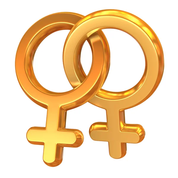 Twee vrouwelijke symbolen gekruist vertegenwoordigen homoseksuele relatie — Stockfoto