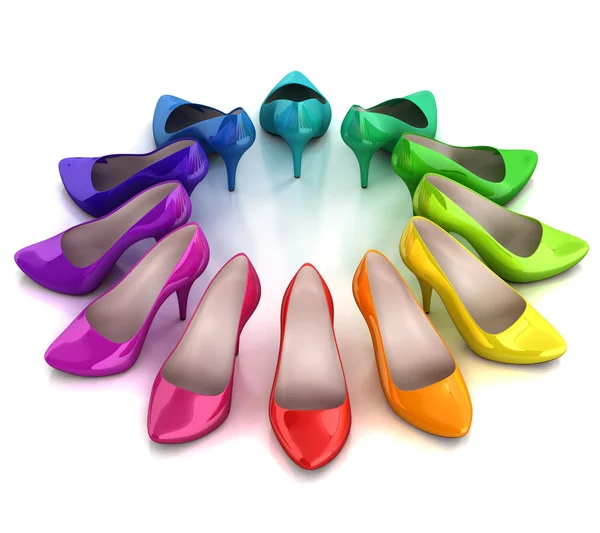 Красочные женские туфли — стоковое фото