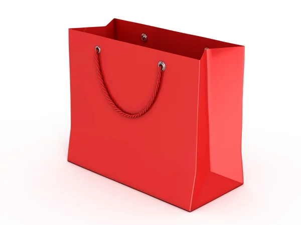 Tas belanja merah diisolasi di atas latar belakang putih — Stok Foto