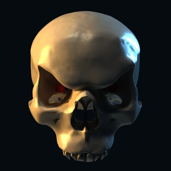Crâne maléfique sur fond sombre — Photo