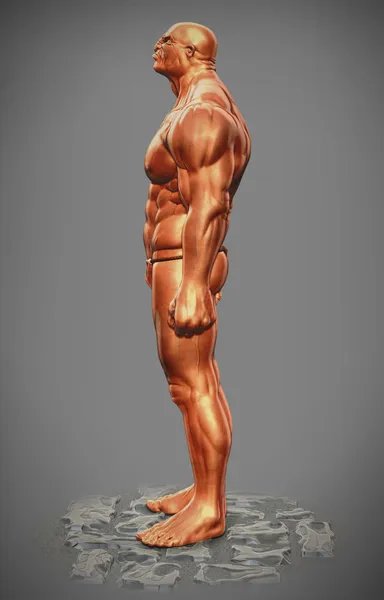 Muscle man figure side view — Stock Photo, Image
