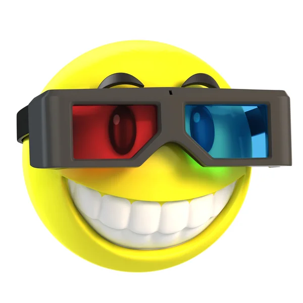 Smiley met 3D-bril — Stockfoto
