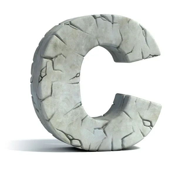 Letter C cracked stone 3d font — Stock Photo, Image