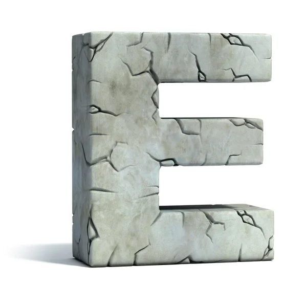 Carta E rachado pedra 3d fonte — Fotografia de Stock