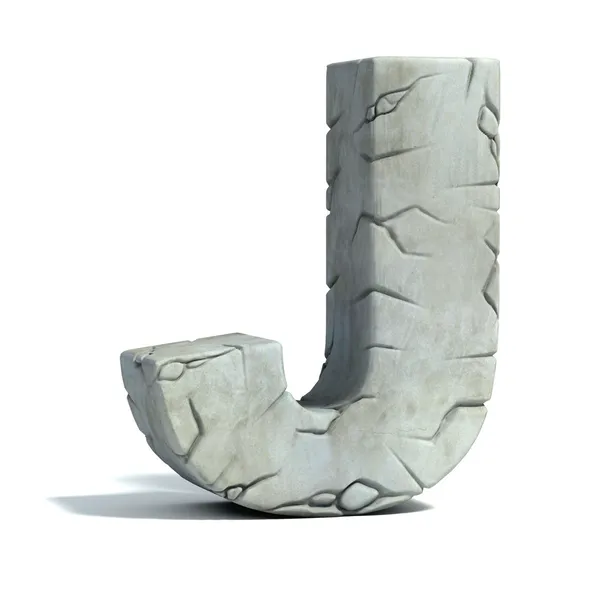 Letter J cracked stone 3d fuente — Foto de Stock