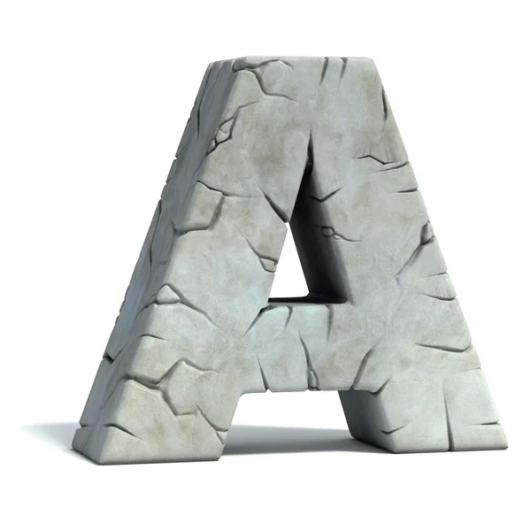 Letra A cracked stone 3d fuente — Foto de Stock