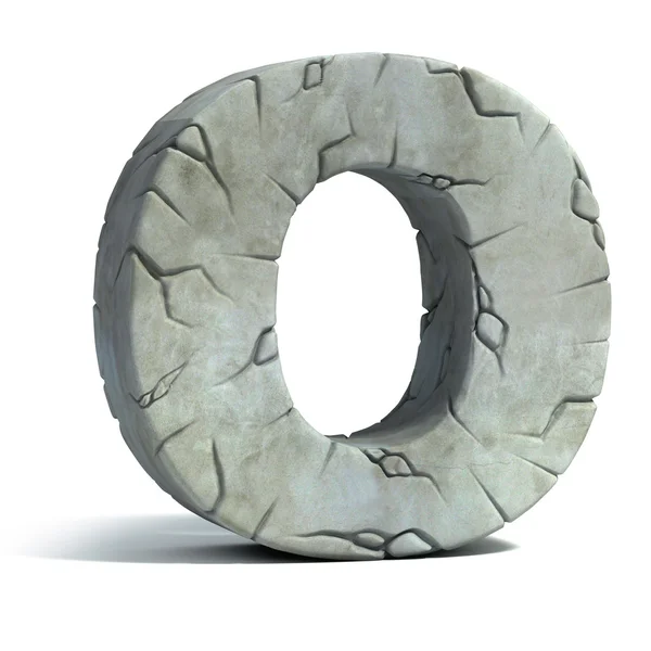 Letter O cracked stone 3d font — Stock Photo, Image