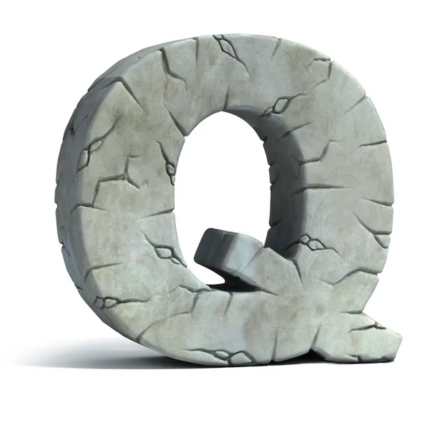 Letter Q cracked stone 3d font — Stock Photo, Image