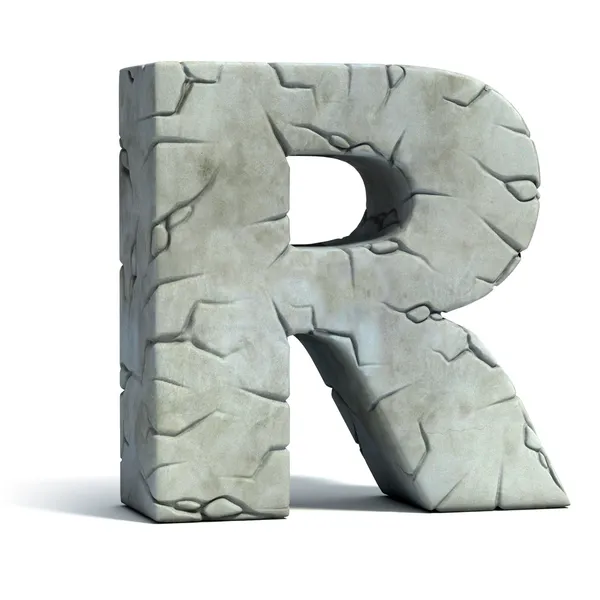 Letter R cracked stone 3d font — Stock Photo, Image