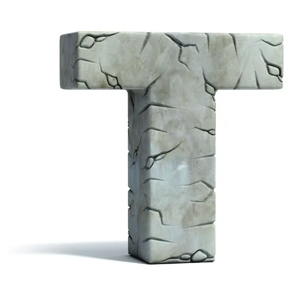 Letter T cracked stone 3d fuente —  Fotos de Stock