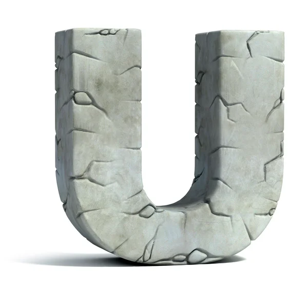 Lettera U cracked stone carattere 3d — Foto Stock