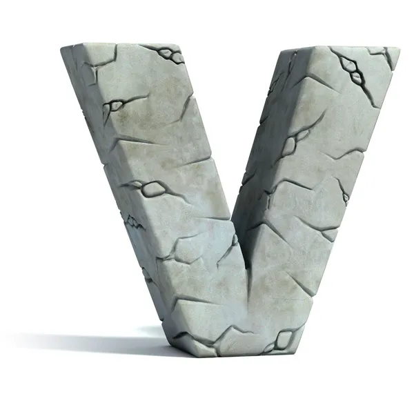 Letter V cracked stone 3d fuente — Foto de Stock