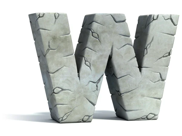 Letter W cracked stone 3d fuente — Foto de Stock