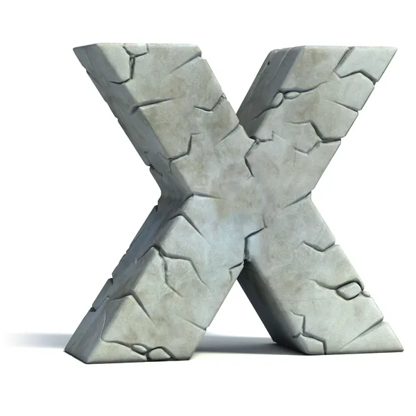 Letter X cracked stone 3d fuente — Foto de Stock