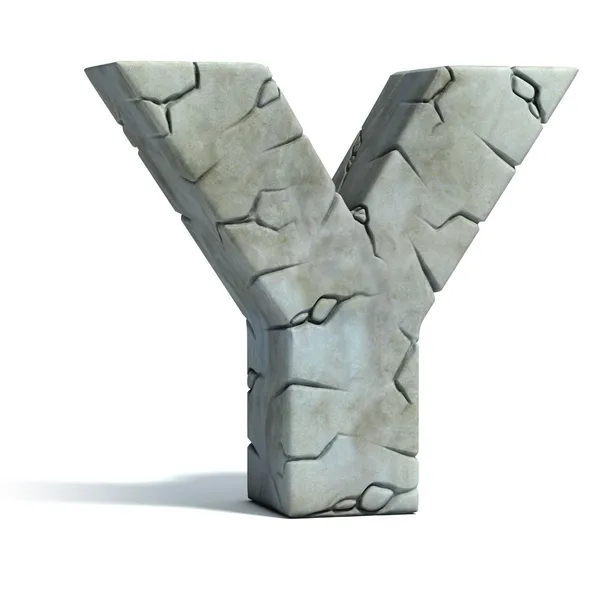 Bokstaven y knäckt sten 3d teckensnitt — Stockfoto
