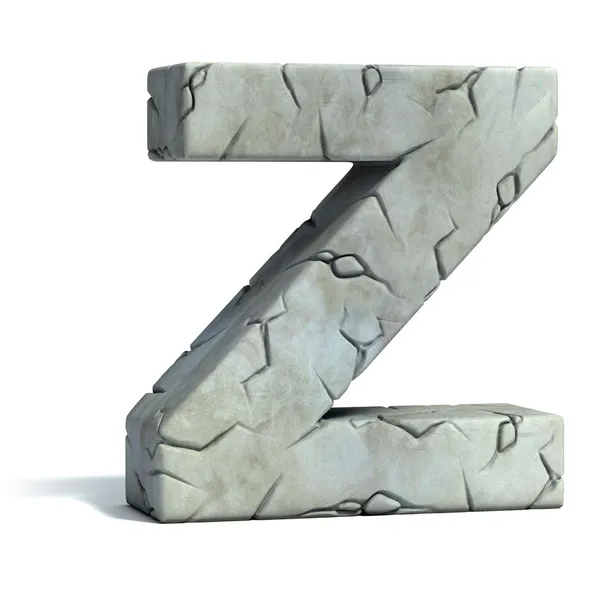 Bokstaven z knäckt sten 3d teckensnitt — Stockfoto