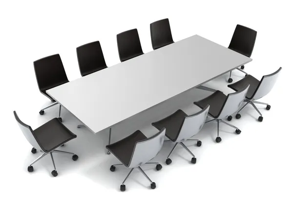 Conferentietafel geïsoleerd op witte achtergrond — Stockfoto