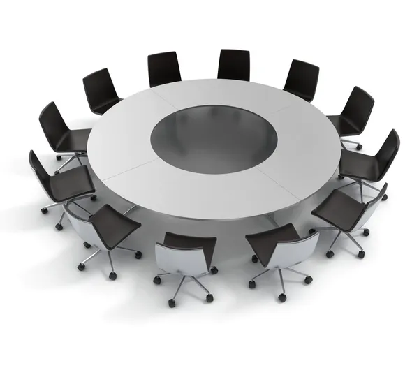 Runder Tisch, Diplomatie, Konferenz, Treffen 3D-Konzept — Stockfoto