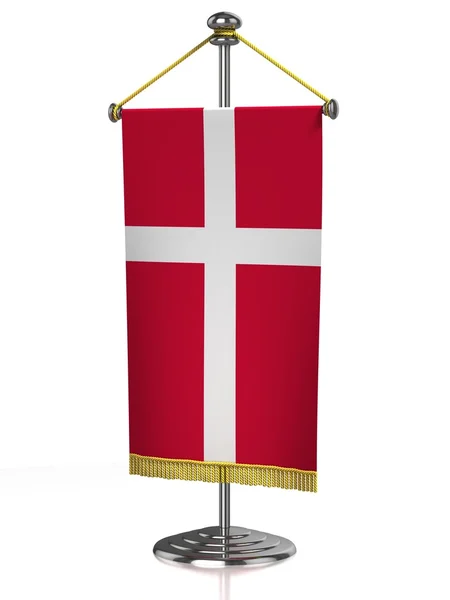白で隔離されるデンマーク テーブル フラグ — ストック写真