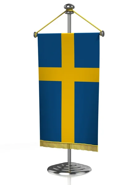 Bandera de mesa Suecia aislada en blanco —  Fotos de Stock