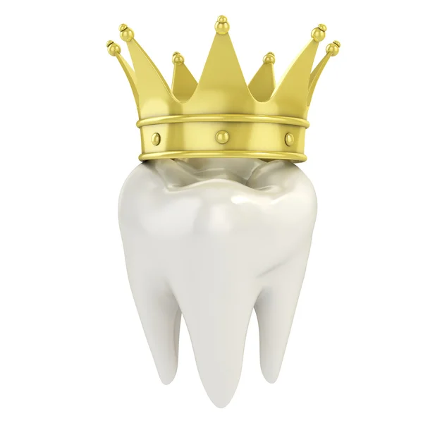 Enskild tand med gyllene krona — Stockfoto