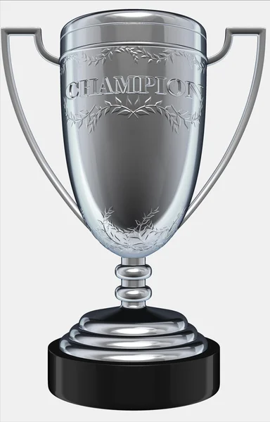 Troféu campeão de prata isolado em branco — Fotografia de Stock