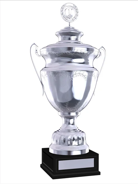 Stříbrný izolované 3d trophy — Stock fotografie