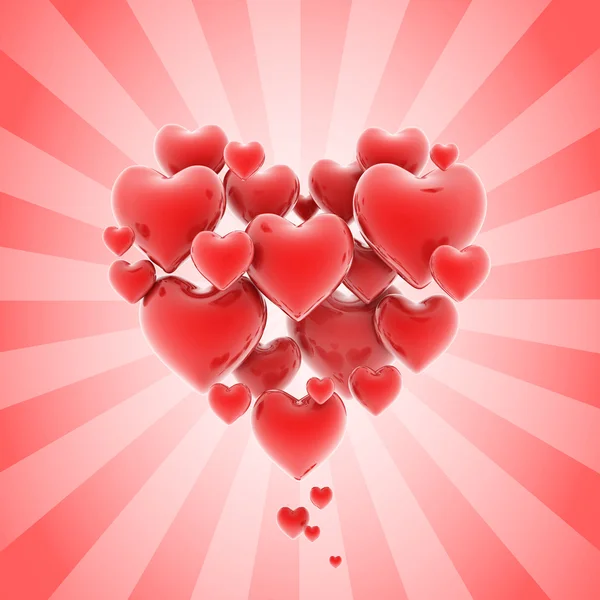 Hartvormige cluster van harten — Stockfoto