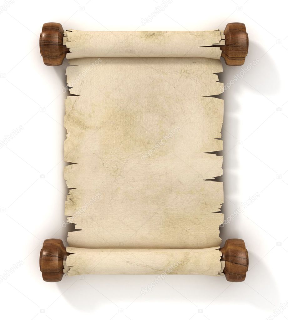 Parchment scroll on white background