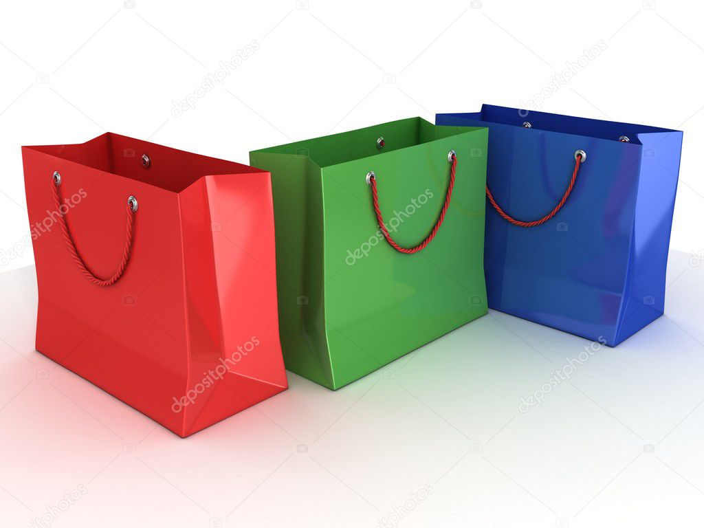 Colorful shopping bags isolated over white background