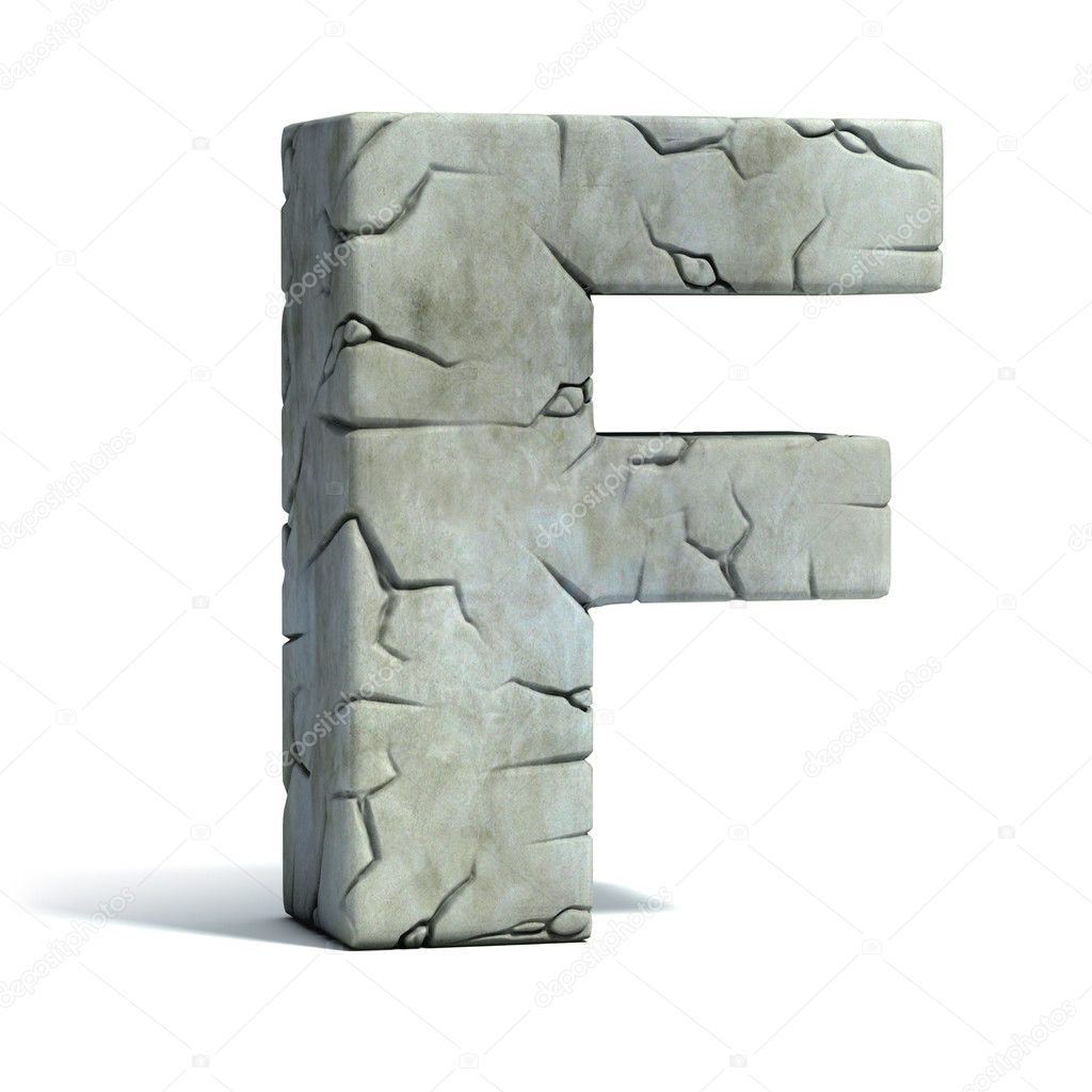 Letter F cracked stone 3d font