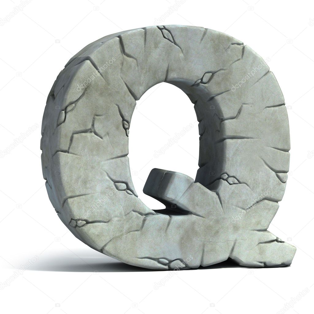 Letter Q cracked stone 3d font
