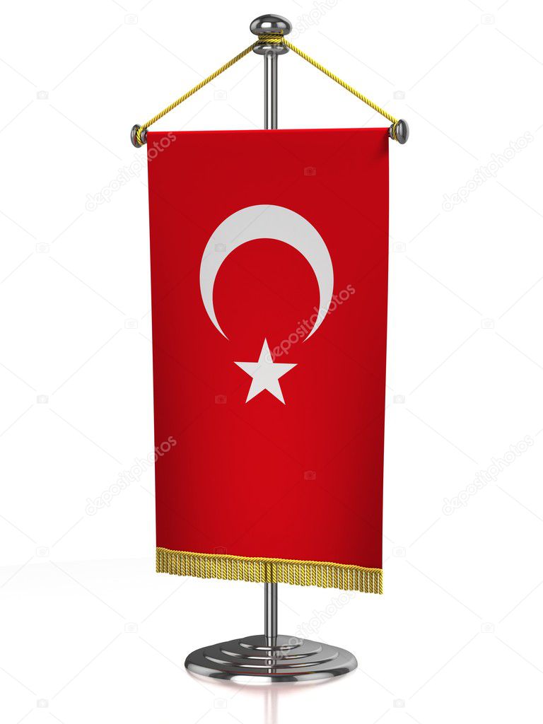 Turkey table flag isolated on white