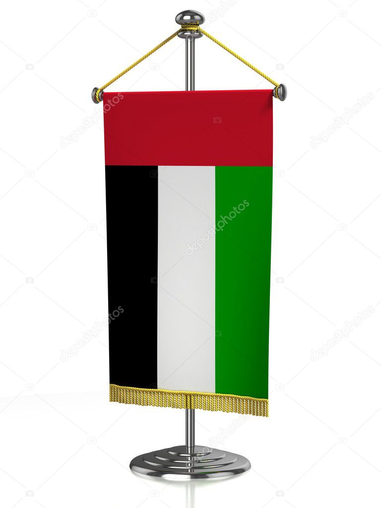 United Arab Emirates table flag isolated on white