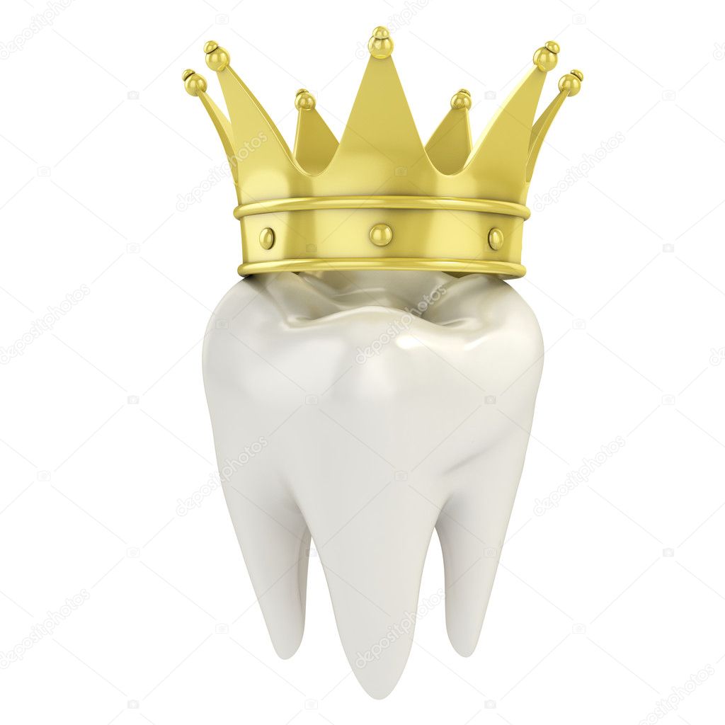 Single tooth with golden crown