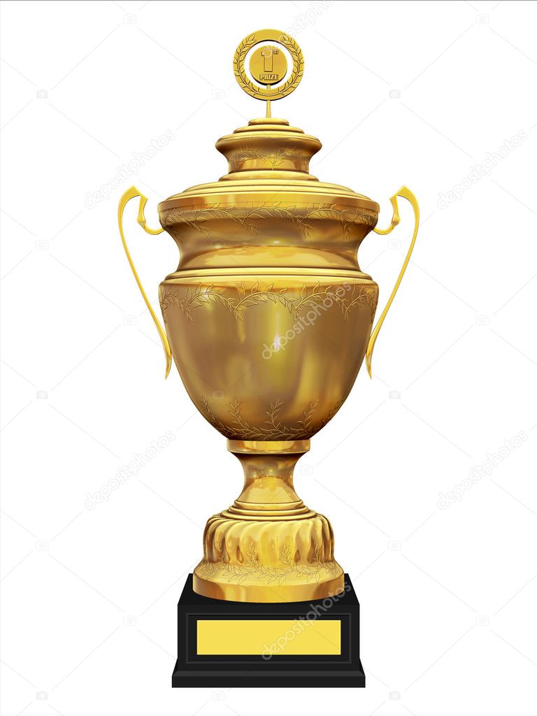 3d isolated golden trophy