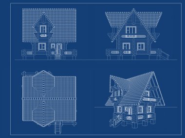 Log-house blueprint clipart