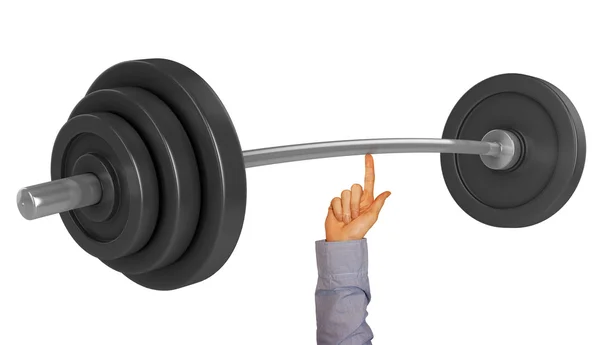 Lifting weight with one finger — Stock Photo, Image