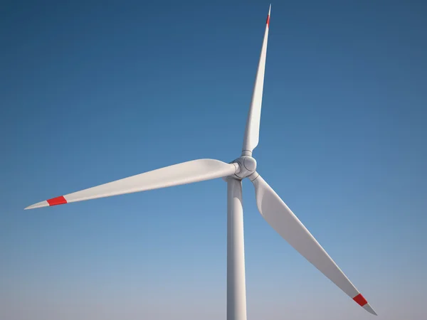 Centrale eolica contro il cielo blu - Turbine eoliche per la produzione di energia — Foto Stock