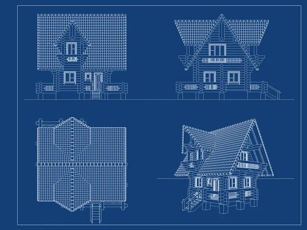 Схема бревенчатого дома — стоковое фото