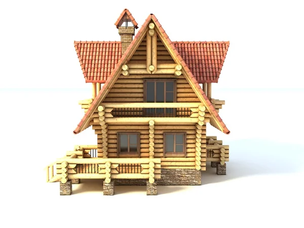 Maison en bois sur blanc — Photo