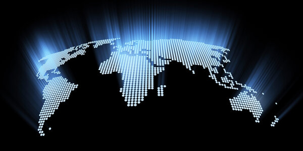 Glowing hi-tech world map