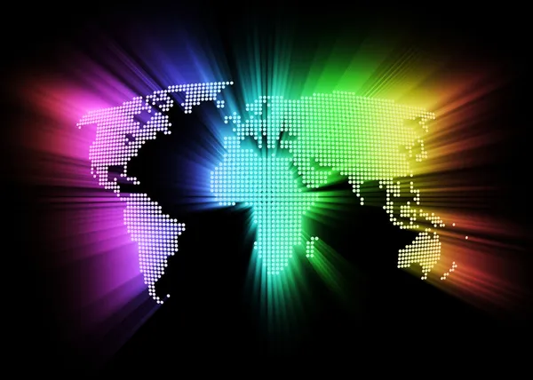 Абстрактна світиться карта світу хай-тек як фон — стокове фото